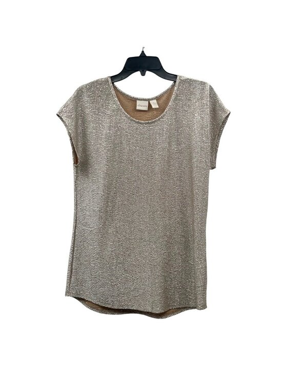 Chico's Tops - NEW Chicos Sierra Shimmer Tee Champagne Metallic Womens 1 M